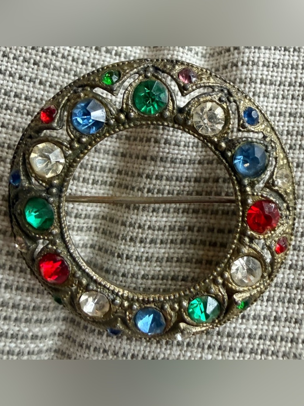 Multicolor Crystal Circle Brooch - Women Jewelry